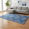 thumbnail image 2 of HomeRoots 679761 9 x 12 ft. Navy Blue & Ivory Geometric Transitional Washable Machine Made Rectangle Area Rug with UV Protection, 2 of 9