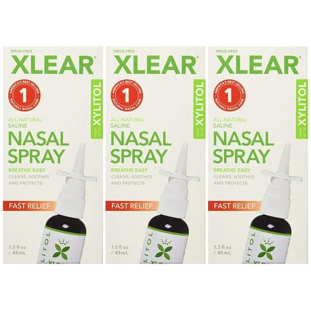 Nasal Spray with Xylitol, 1.5 fl oz (Pack of 3) Xlear - Xlear Sinus Care Nasal Spray, 1.5 Fl Oz (Pack of