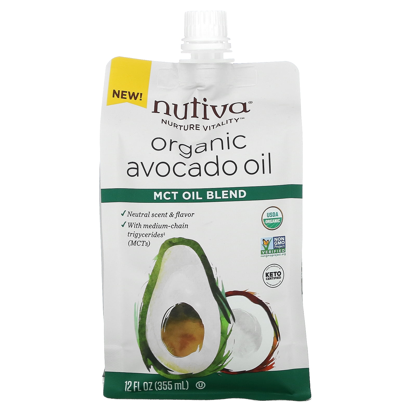 Organic Avocado Oil, MCT Oil Blend, 12 fl oz (355 ml), Nutiva