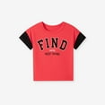thumbnail image 2 of Vêtements d'Été pour Bébé Garçon T-Shirts Patchwork Manches Courtes Col Rond Imprimé Lettre Tee-Shirt Enfant Garcon Rouge 5 Ans-6 Ans, 2 of 7