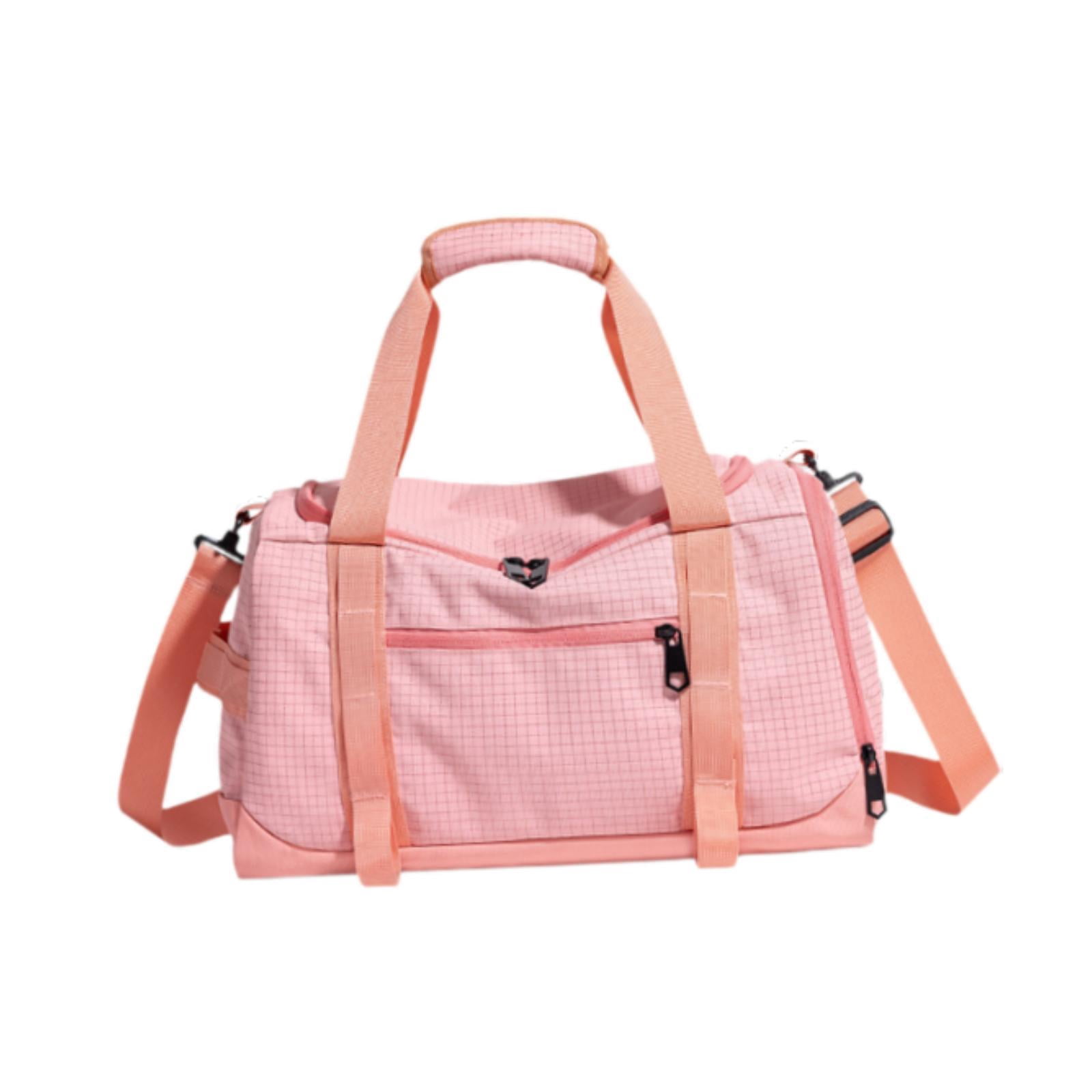 QccHieUs Gym Bag Fitness with Shoe Compartment Easy to Carry Tote Water Resistance Sports Pink