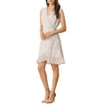 thumbnail image 2 of Unique Bargains Robes d'Été pour Femmes Ourlet à Volants Sans Manches Col en V Imprimé Floral Robe Portefeuille Mini Blanche-Violet m, 2 of 5