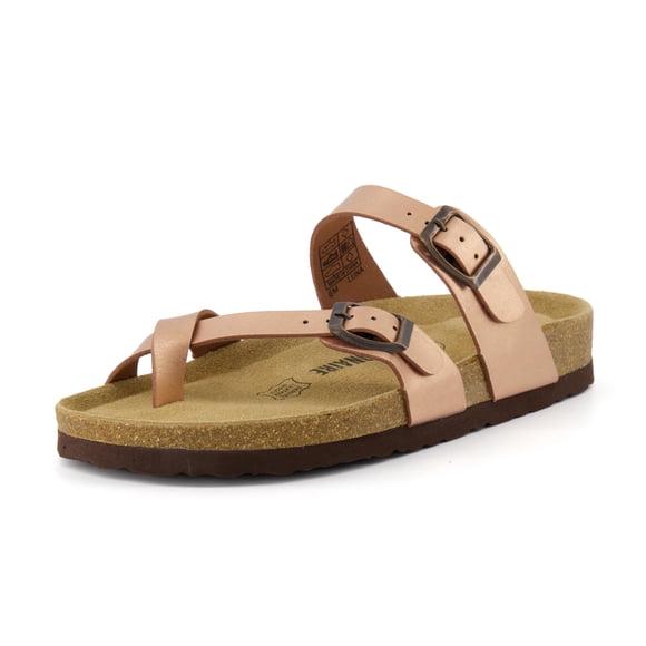 CUSHIONAIRE Women's, Luna Low Heel Slide Sandals Gold 11 M