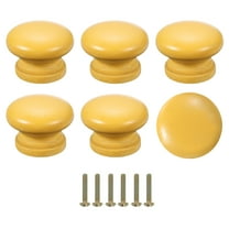 6 PackDrawer Knobs, Round Dresser Pulls, Decorative Drawer Knobs with Screw, Yellow