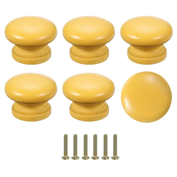 6 PackDrawer Knobs, Round Dresser Pulls, Decorative Drawer Knobs with Screw, Yellow