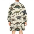 thumbnail image 2 of Wearable Oversized Blanket,Colorful Dinosaurs Scientific Pattern Wearable Blanket Hoodie for Adults,Cozy Hooded Blankets with Super Pockets,Super Warm Fuzzy Pullover for Women & Men, 2 of 6