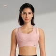 thumbnail image 2 of Xfvqtps Women Workout Bra Tank Top Back Buckle Double Straps Push up Hollow out Fit High Impact Sports Bra Built-in Bra Crop Top Pink, 2 of 7
