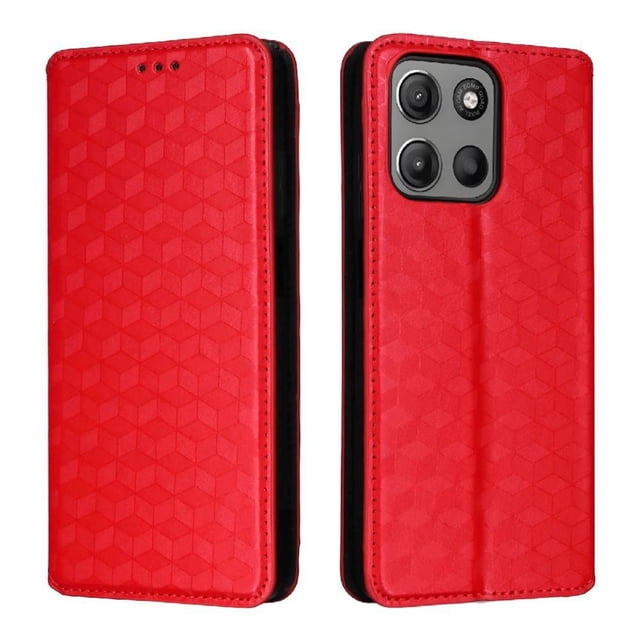 Funda Flip para Motorola Moto G15 con Patrón de Cuadros y Cierre Magnético Seguro