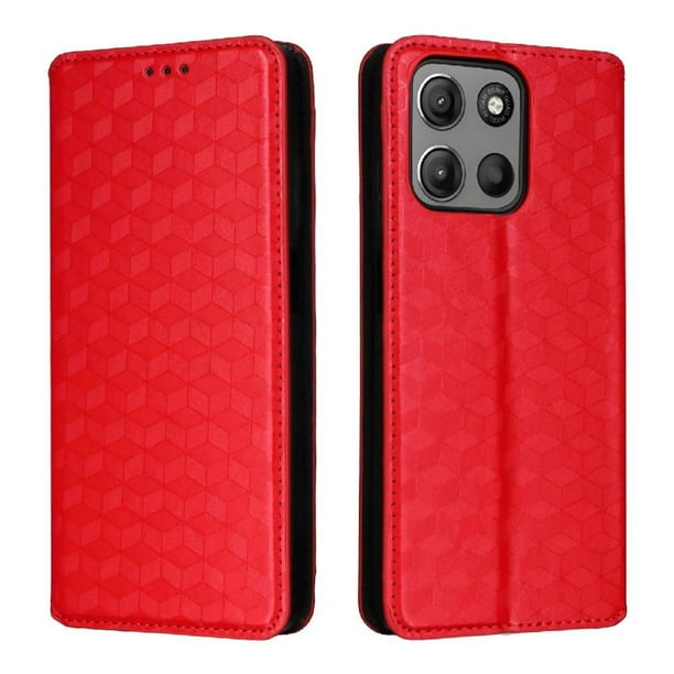 Funda Flip para Motorola Moto G15 con Patrón de Cuadros y Cierre Magnético Seguro