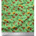 thumbnail image 1 of Soimoi Green Cotton Voile Fabric Leaves,Insect & Floral Artistic Print Sewing Fabric BTY 56 Inch Wide, 1 of 3