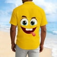 thumbnail image 3 of Gamivast Beach Shirts Monster Face Graphic Print Turn Down Collar Funny Shirts Scary Button up Short Sleeve Shirts Halloween Party Holiday Festival, 3 of 5