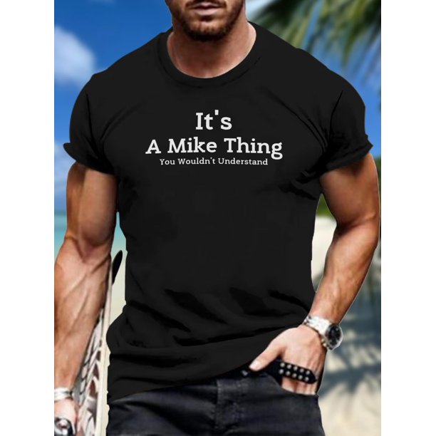 Playera Estampada Camiseta para para HombreMen's Casual Outdoor Graphic T-Shirt - "It's a Mike Thing" 3D Print, Polyester Blend, Crew Neck, Summer Sportswear Tee For Adult, Men, Women, Teen, Teenage