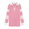 thumbnail image 4 of LYXSSBYX Sweatshirts for Women Loose Fit Womens Color Block Stripe Oversized Sweatshirts V Neck Long Sleeve Casual Loose Pullover Tops, 4 of 7