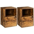 thumbnail image 1 of Gymax Ensemble de 2 Tables de Nuit Tables d'Appoint Bout de Canapé Armoire de Rangement Étagère Salon Brun, 1 of 10