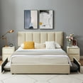 thumbnail image 5 of Katkuca Full Bed Frame with Adjustable Headboard and 4 Drawers, Velvet Upholstered Platform Bed Frame, Sturdy Wood Slat Support, No Box Spring Needed, Beige, 5 of 9