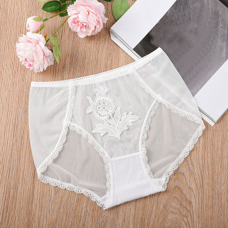 Women Mesh Bow Embroidered Lace Transparent String Sexy Underwear Back  Bandage Teen Fit for plus Size Underwear Size 12, White, Medium :  : Clothing, Shoes & Accessories
