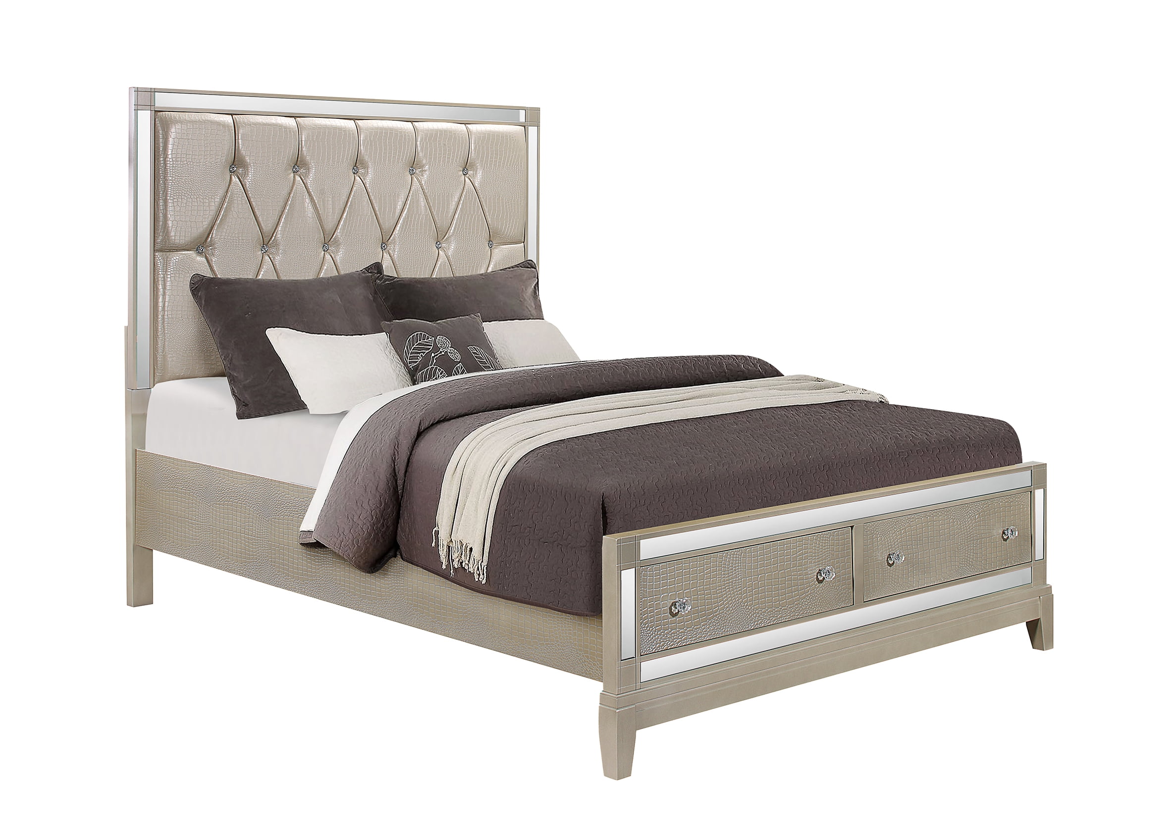 MIRROR QUEEN BED CHAMPAGNE
