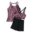 thumbnail image 2 of Aleumdr Women's Bathing Suits Tankinis Set Athletic 3 Piece Swimsuits Summer Beachwear Pink Stripe M, 2 of 6