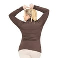 thumbnail image 3 of Stretch Is Comfort Women's Plus Size Warm Long Sleeve Turtleneck Top Brown 2X, 3 of 6