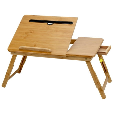 

CMrtew Lap Desk Laptop Desk for Bed Sofa with Adjustable Tilting Top Multi Function Table Breakfast Serving Tray with Height Adjustable Folding Legs Floor Desk