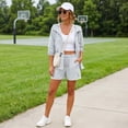 thumbnail image 6 of JFGHDG Women's 2 Piece Vacation Loungewear Set Lightweight Zip‑up Hooded Windbreaker Jacket Drawstring Shorts Outfit Light Blue XL, 6 of 8