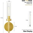 thumbnail image 3 of 2-Pack Modern Gold Wall Sconces, Hardwired Dimmable Vanity Light Fixture w/ Clear Glass Shade | Indoor E26 Lights for Bathroom, Bedroom & Living Room Accent Decor, 3 of 6
