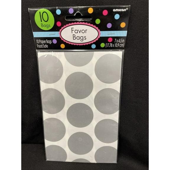 amscan 10 favor bags dots - silver