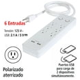 thumbnail image 4 of Multicontacto 6 Entradas c/Supresor de Picos y 2 USB, 4 of 5