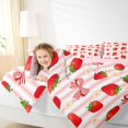 thumbnail image 3 of spefrowx Kawaii Strawberry Bow Print Twin Comforter Sets for Girls, Pink Stripe Floral Bedding Set, Pink Reversible, 2 Pieces, 1 Comforter and 1 Pillowcase, 3 of 6