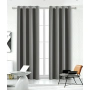 Ruthy's Textile 2 Piece Thermal Room Darkening Blackout Window Curtain Grommet Panels 54" X 84" Total Width 108" X 84" Charcoal