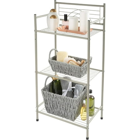 ??c1 Satin 3 Tier Storage Shelf Nickel | Dimen??c1ons: 17.3"x 10.6"x 35.8" | 3 Tier Storage | Free Standing | Rust Re??c1stant | Satin
