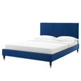 thumbnail image 1 of Platform Bed Frame, Full Size, Velvet, Blue Navy, Modern Contemporary Urban Design, Bedroom Master Guest Suite, 1 of 10