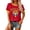 Red, variant on Women's Soccer Tee, Casual V Neck Short Sleeve Fan Jersey T-Shirt Collection for Spain, Argentina, Brazil, USA, and Mexico Match Day Rally, Light Blue L