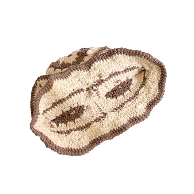 xiaxaixu Women Knitted Hat with Flower Pattern, Bright Color Matching Hollow Decoration Clothing Accessory