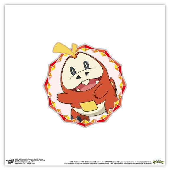 Gallery Pops Pokemon - Fuecoco Sparkle Badge Wall Art, Unframed Version, 12" x 12"