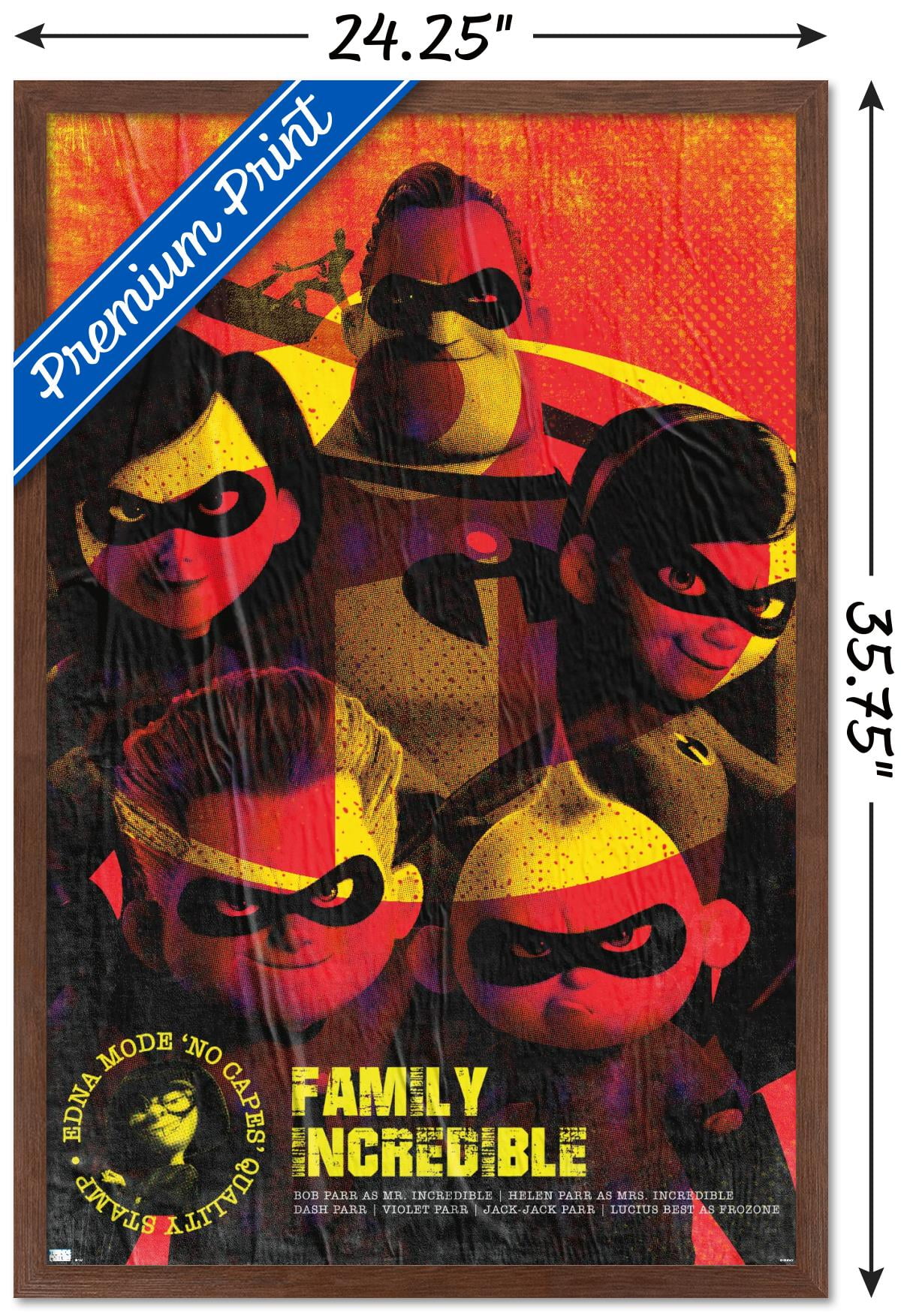 Disney Pixar The Incredibles - Family Incredible Wall Poster, 22.375" x 34", Framed