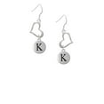 thumbnail image 2 of Delight Jewelry Silvertone Capital Letter - K - Pebble Disc - Open Heart French Earrings, 2 of 4