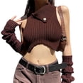 thumbnail image 4 of BEAFNKSG Women Turtleneck Cropped Sweater Vest Sleeveless Button Irregular Ribbed Crop Tops Knitwer, 4 of 7