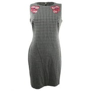 Tommy Hilfiger Women's Embroidered Houndstooth Sheath Dress (4, Grey/Black)