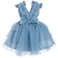thumbnail image 3 of IBTOM CASTLE Toddler Girls Butterfly Birthday Dress Rainbow Tulle Formal Wedding Party Ruffle Tutu Dresses for Photo Shoot 12-18 Months Dusty Blue, 3 of 9