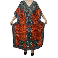 Mogul Womens Maxi Caftan Printed Kimono Style Beach Cover Up Evening Wear House Dress XXXL