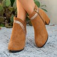 thumbnail image 5 of Willtoo Women's Ankle Booties Faux Suede Glitter Decor Block Heel Short Boots, Side Zipper Closed Toe Fashion Ankle Boots Dress Footwear, 5 of 6