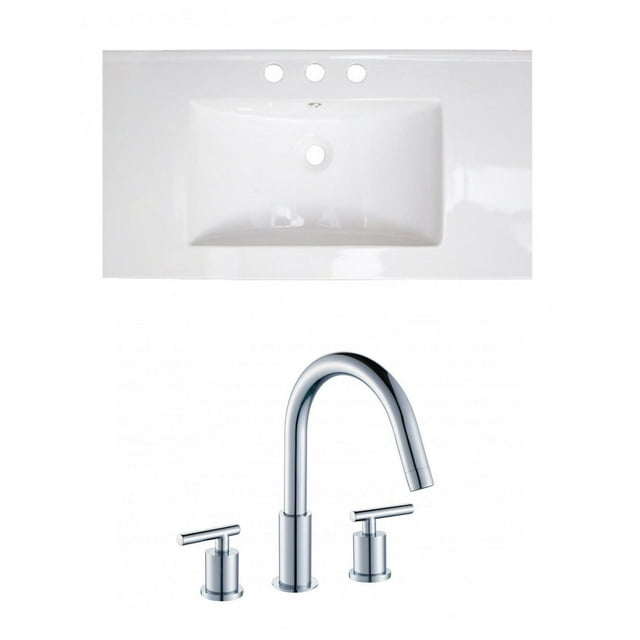 American Imaginations 35.5-in. W 3H8-in. Ceramic Top Set In White Color AI-15727