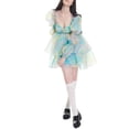thumbnail image 1 of Txlixc Vestido de tul de princesa con busto fruncido y mini volantes para mujer Txlixc Moda, 1 of 9