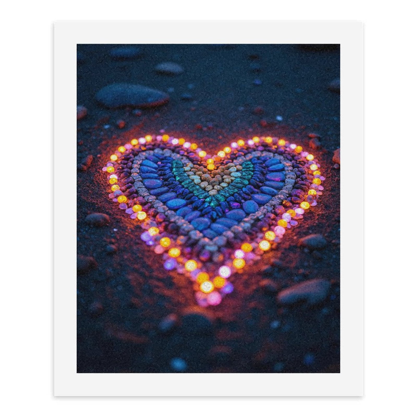 Paint By Numbers Kit for Adults Beginner - DIY Illuminated Heart Pebbles Art Canvas Painting Kits for Adults, Frameless Paint By Number for Adults for Home Wall Decor 16x20 Inch