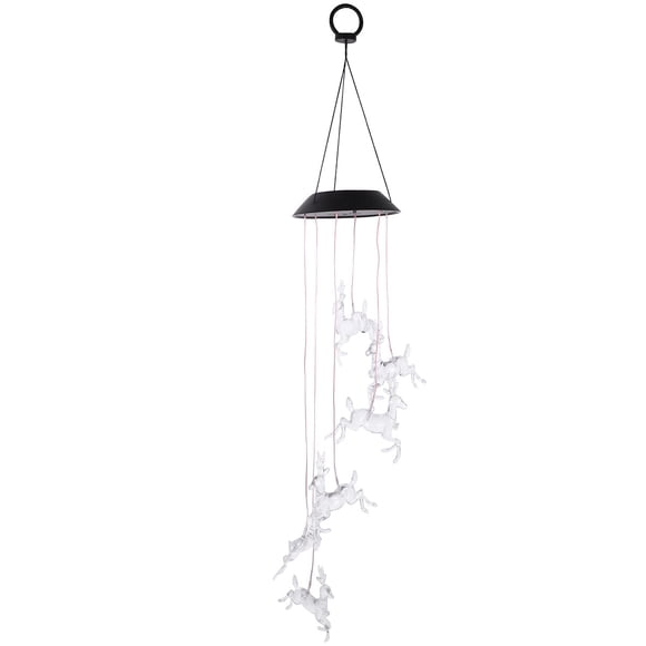 MasteelfCA 1PC Christmas Elk Wind-bell Lamp Solar Energy Light Pendant Garden Decoration