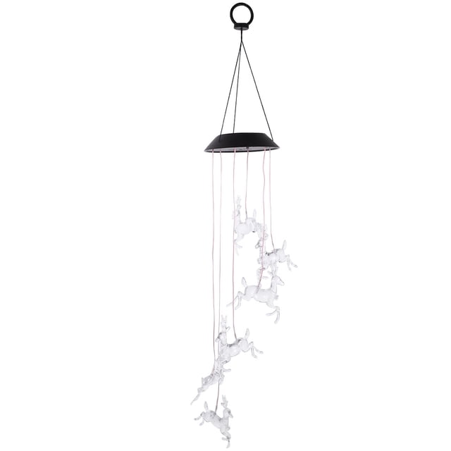 MasteelfCA 1PC Christmas Elk Wind-bell Lamp Solar Energy Light Pendant Garden Decoration