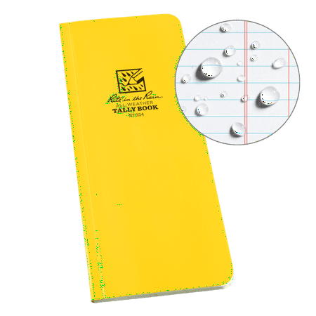 Rite in the Rain Weatherproof Soft Cover Tally Notebook, 3.5" x 8", Yellow Cover, Tally Pattern (No. 324)