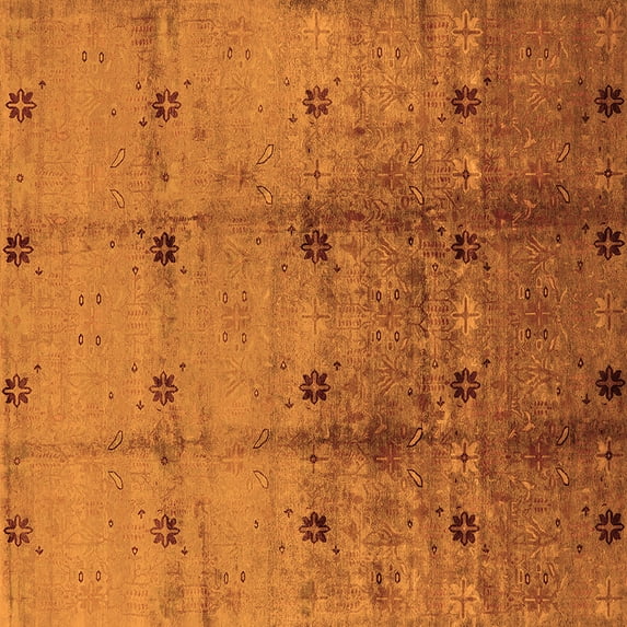 Ahgly Company Indoor Square Oriental Orange Industrial Area Rugs, 4' Square