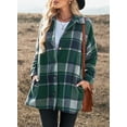thumbnail image 3 of Asyoly Womens Flannel Plaid Shacket Jacket Long Sleeve Lapel Button Down Color Block Coat Boyfriend Outwear, 3 of 7